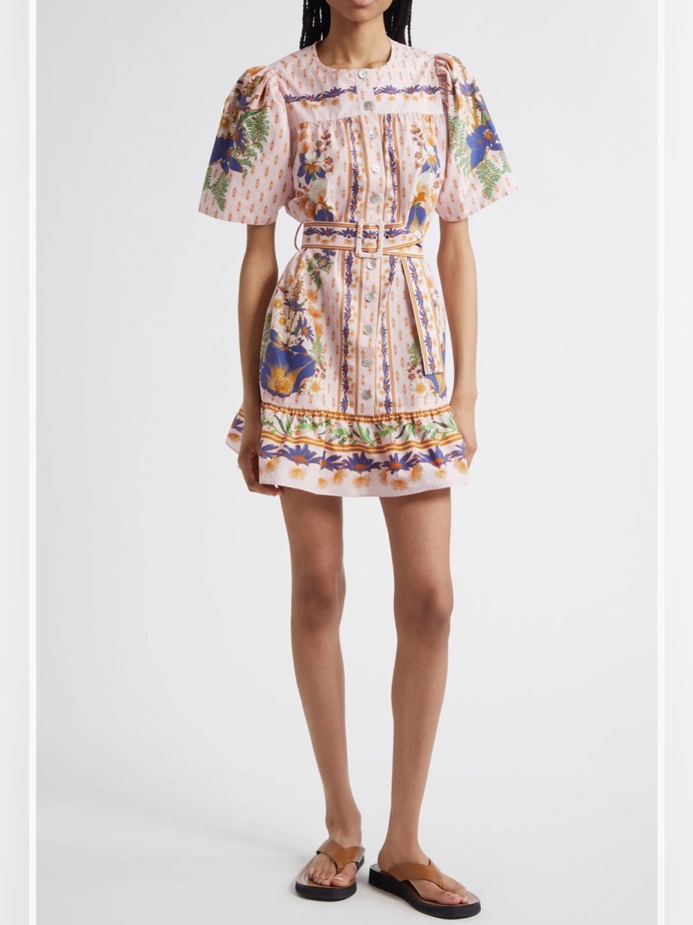FARM Rio - Dream Garden Belted Pink Minidress - Size M